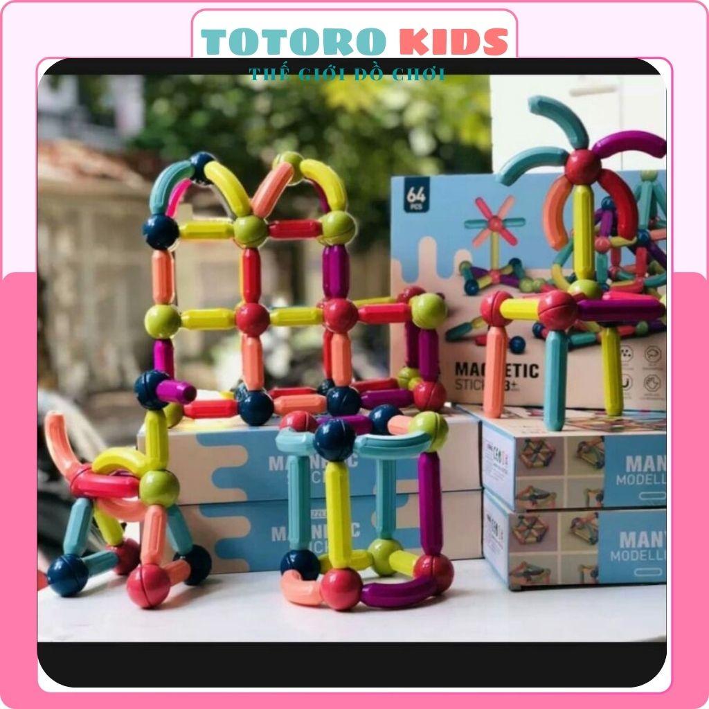 Bộ đồ chơi lắp ráp mô hình sáng tạo trí tuệ cho em bé an toàn thông minh xếp hình nam châm từ tính 64 chi tiết