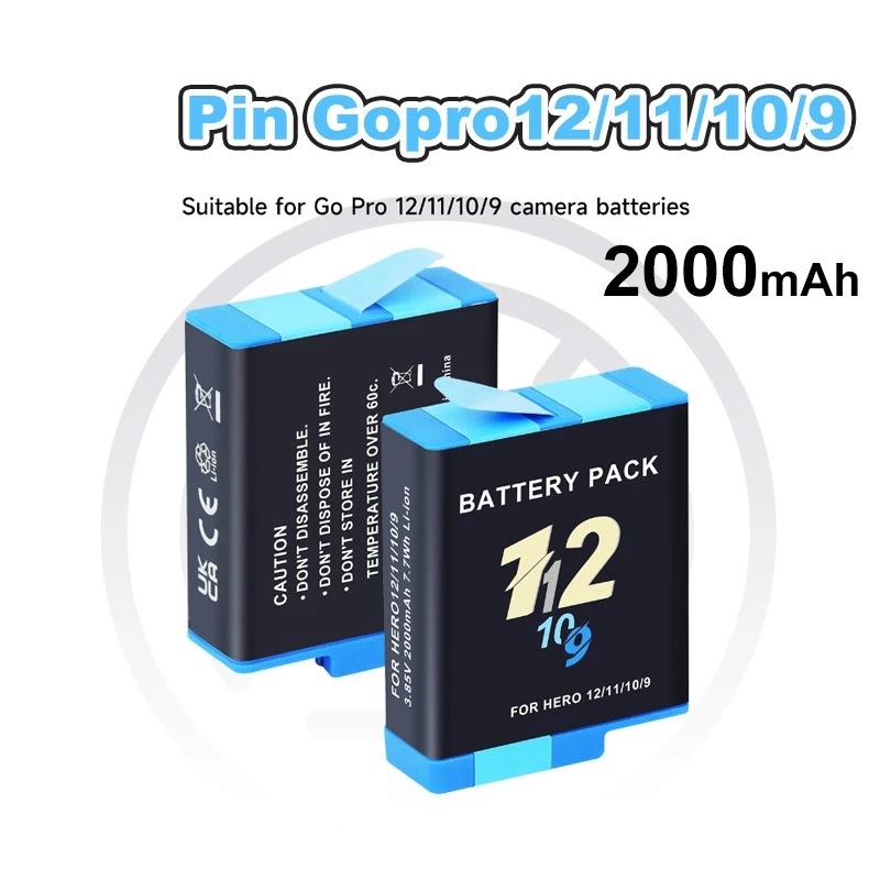 ROGTZ Pin GoPro HERO 12/11/10/9 3.85V 2000mAh 7.7Wh AHDBT-901 - Hàng Nhập Khẩu
