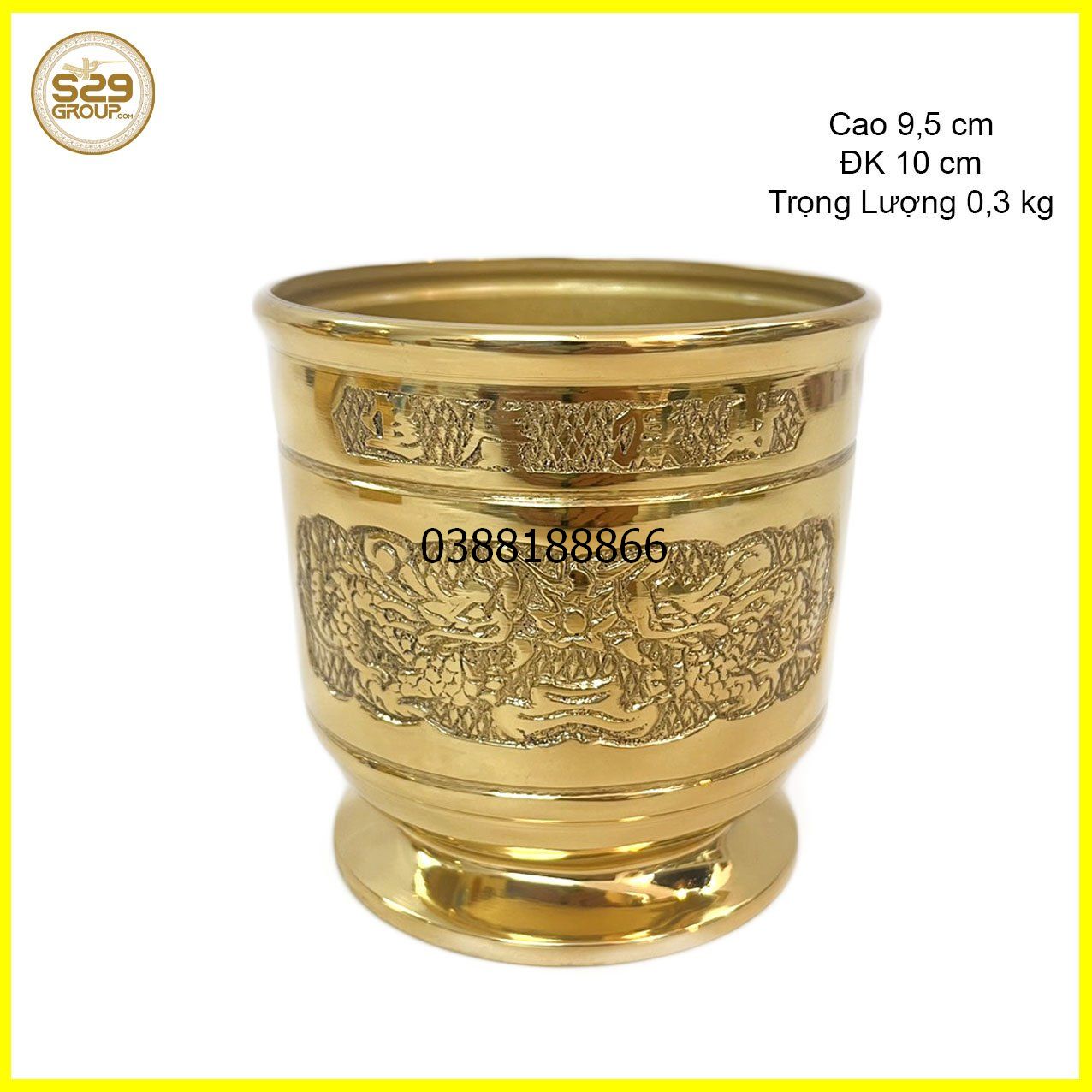 Lư ống thờ cúng bằng đồng,đường kính 11cm