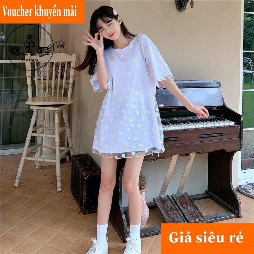 Áo Lưới Hoa Cúc , Form Rộng Phong Cách Unisex - Set Áo Kèm Lót ( kèm video shop tự quay