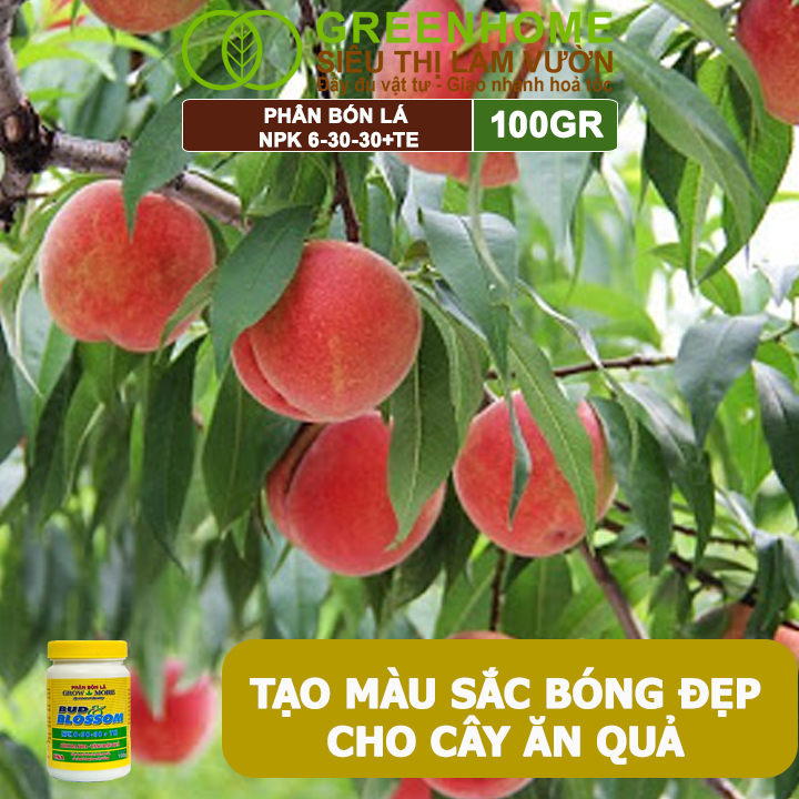 Phân Bón Lá Grow More NPK 6-30-30, GreenHome, Chai 100GR, Kích Ra Hoa, Tăng Đậu Quả