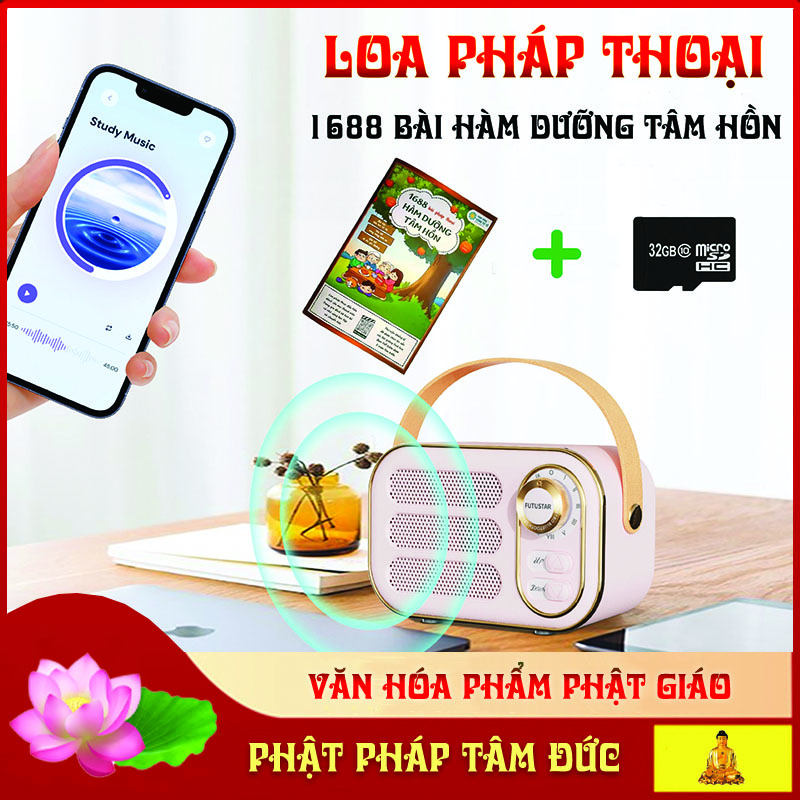 Loa Pháp Thoại 1688 Bài Hàm Dưỡng Tâm Hồn, Loa bluetooth 5.0, Loa học tiếng anh - Đa kết nối, siêu trầm ấm, phong cách cổ điển