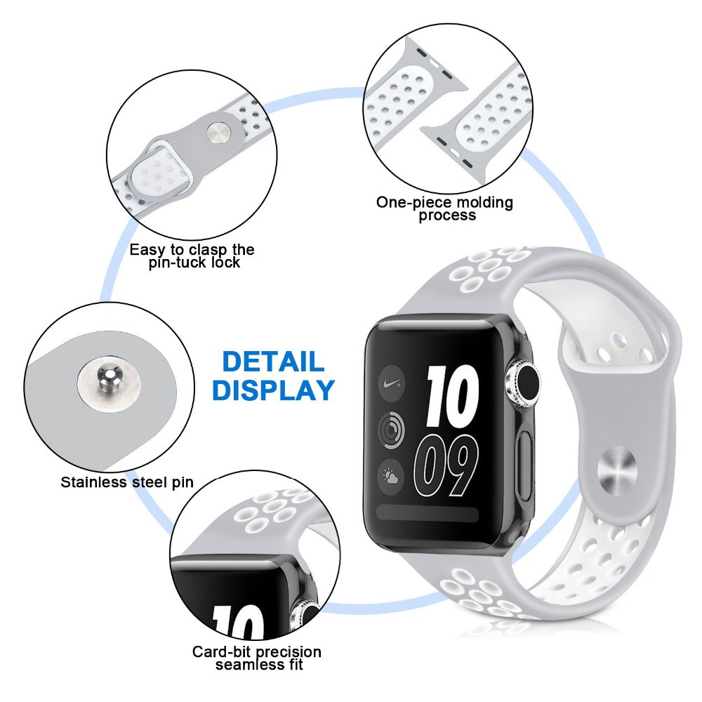 Dây đeo thể thao thay thế cho Apple Watch 38mm / 40mm hiệu Kakapi Sport cao cấp (chất liệu silicon cao cấp, thiết kế ôm sát tay, siêu chắc chắn) - Hàng chính hãng