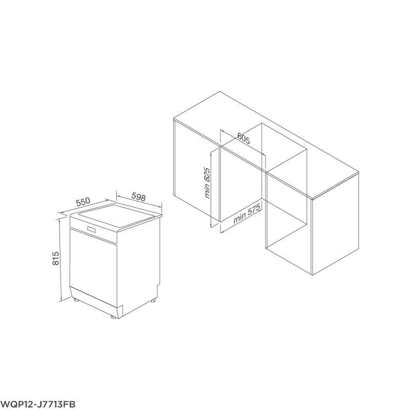 Máy Rửa Chén Âm Tủ Hoàn Toàn Malloca WQP12-J7713FB - 8 Chương Trình Rửa - Hàng Chính Hãng