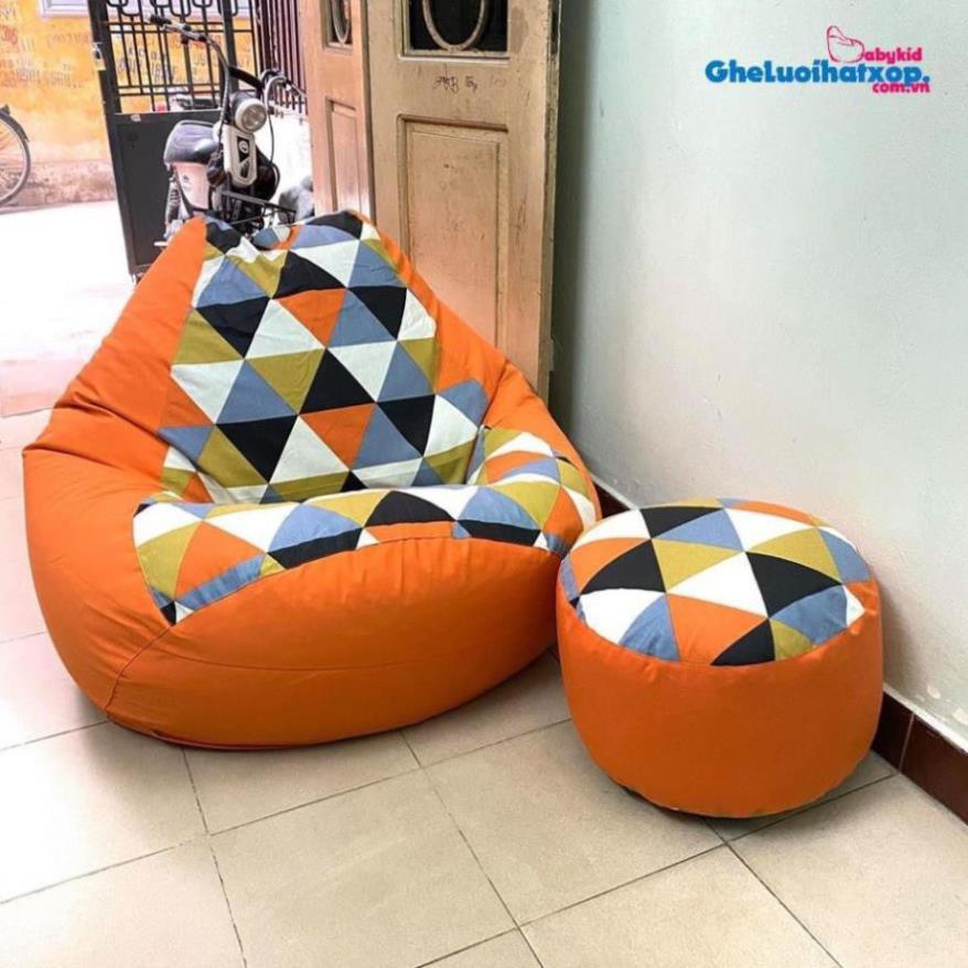 Đôn xốp kê chân họa tiết Babykid, 2 cỡ, thô canvas phối da lộn nhiều màu