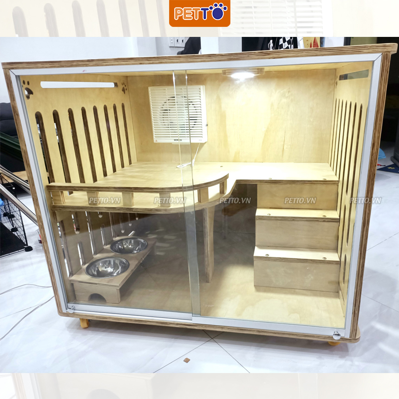 Tủ nuôi mèo bằng GỖ Nhà mèo THÔNG MINH thiết kế chắc chắn kèm quạt hút bụi cao cấp sản xuất tận xưởng CC042
