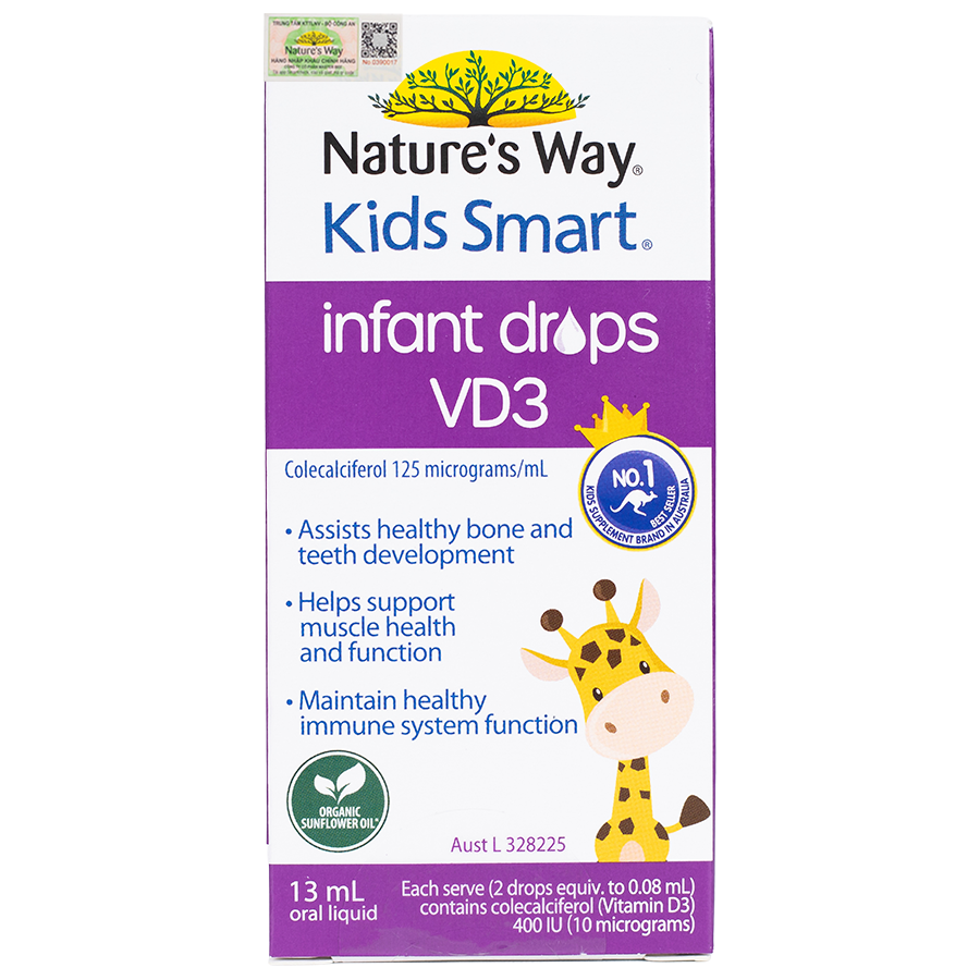 Nature's Way Kids Smart INFANT DROPS VD3 - Bổ sung vitamin D3 cho bé (13ml/Lọ)