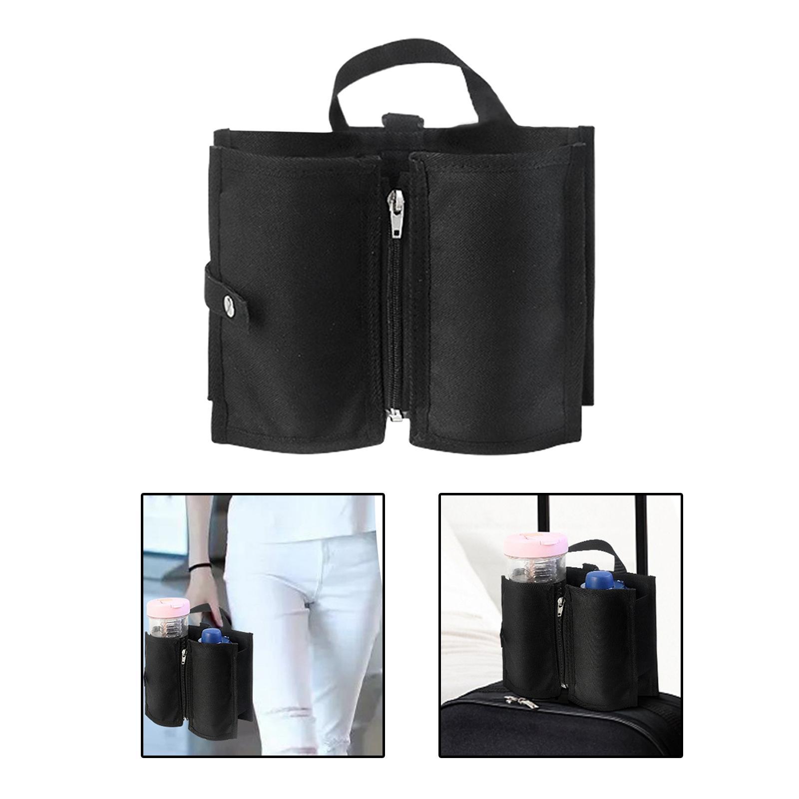 Luggage Cup Holder, Hand Free Fits on Suitcase Handles Portable Collapsible Storage Bag Drink Carrier for Gifts for Attendants