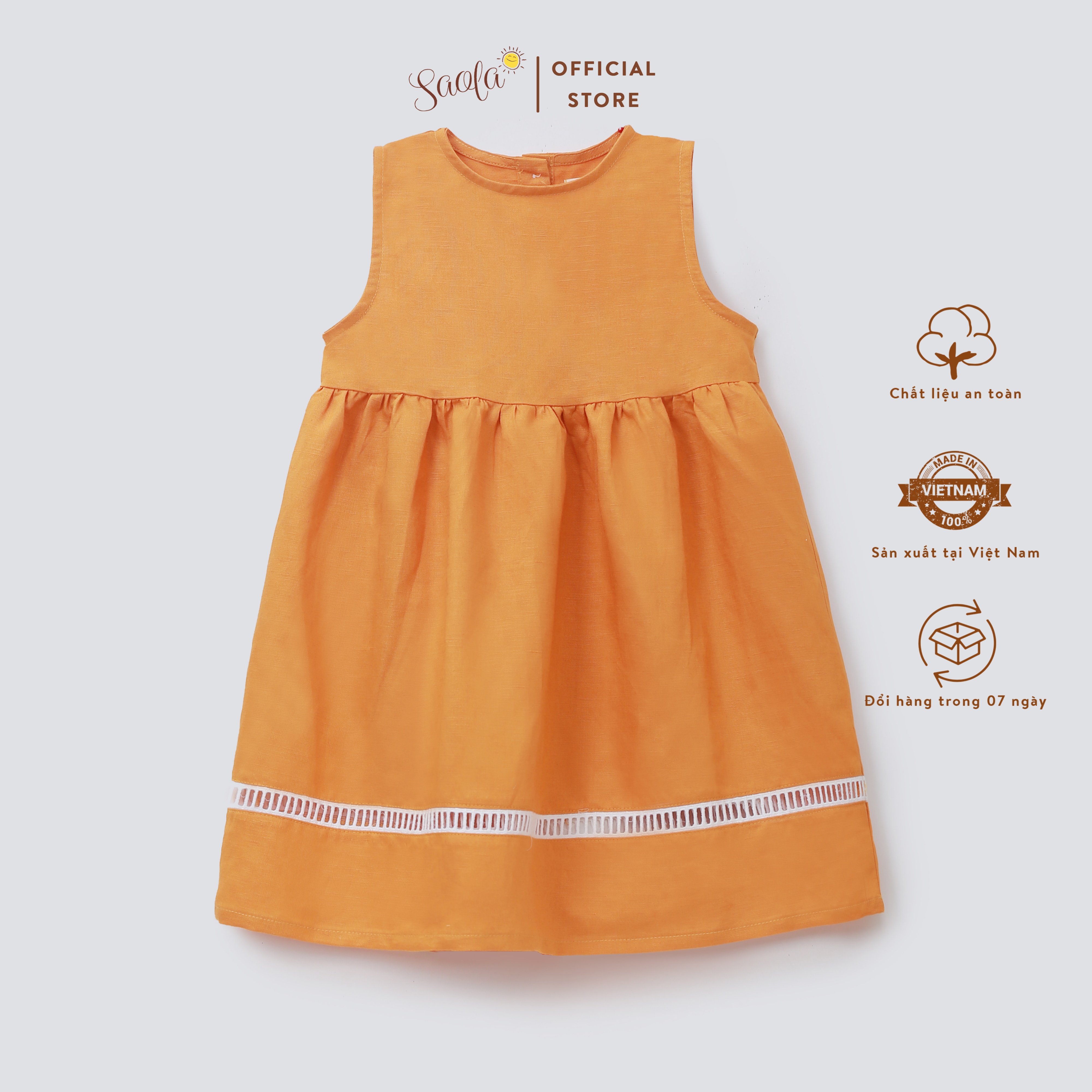 Váy Bé Gái Chất Liệu Linen Cao Cấp Phối Ren Xinh Xắn - GRACIE DRESS - DRL021 - SAOLA KIDS CLOTHING