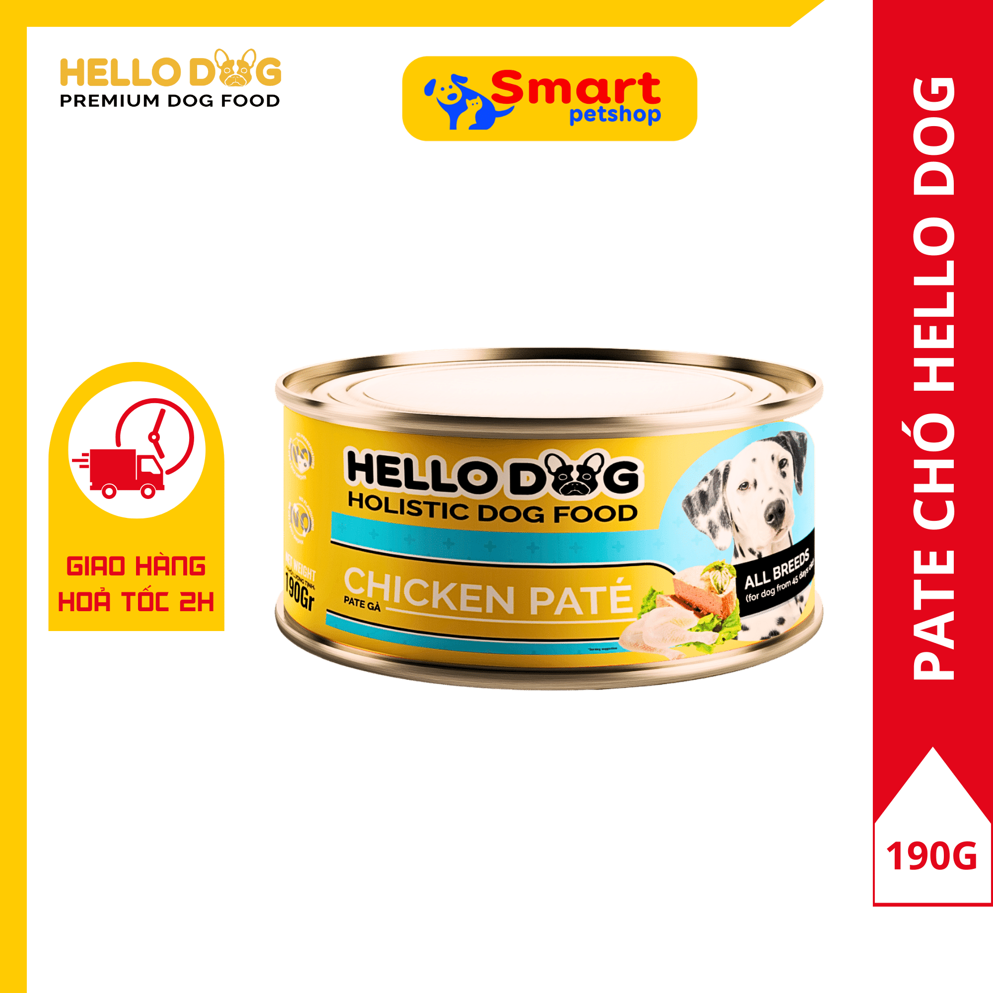 Thùng Pate Tươi Dành Cho Tất Cả Các Giống Chó Ở Mọi Độ Tuổi Hương Vị Gà Thơm Ngon Dễ Ăn Bắt Vị - Hello Dog Chicken Pate 190G