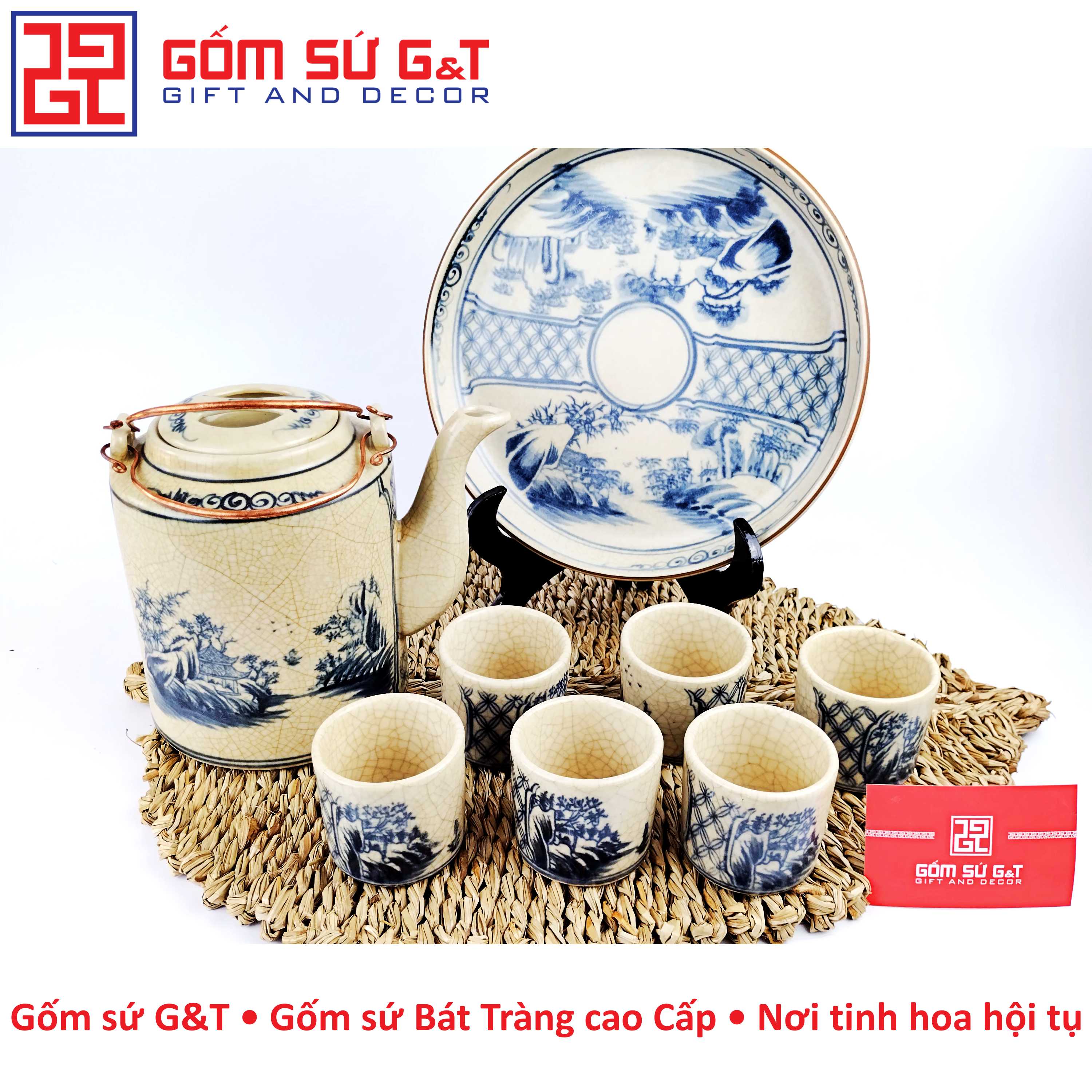 Bộ tích trà men rạn sơn thủy Gốm Sứ G&amp;T