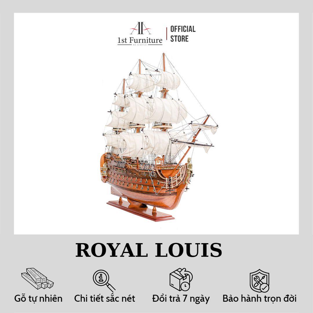 Mô hình thuyền cổ ROYAL-LOUIS cao cấp, mô hình thuyền gỗ tự nhiên sang trọng lắp ráp sẵn 1st FURNITURE