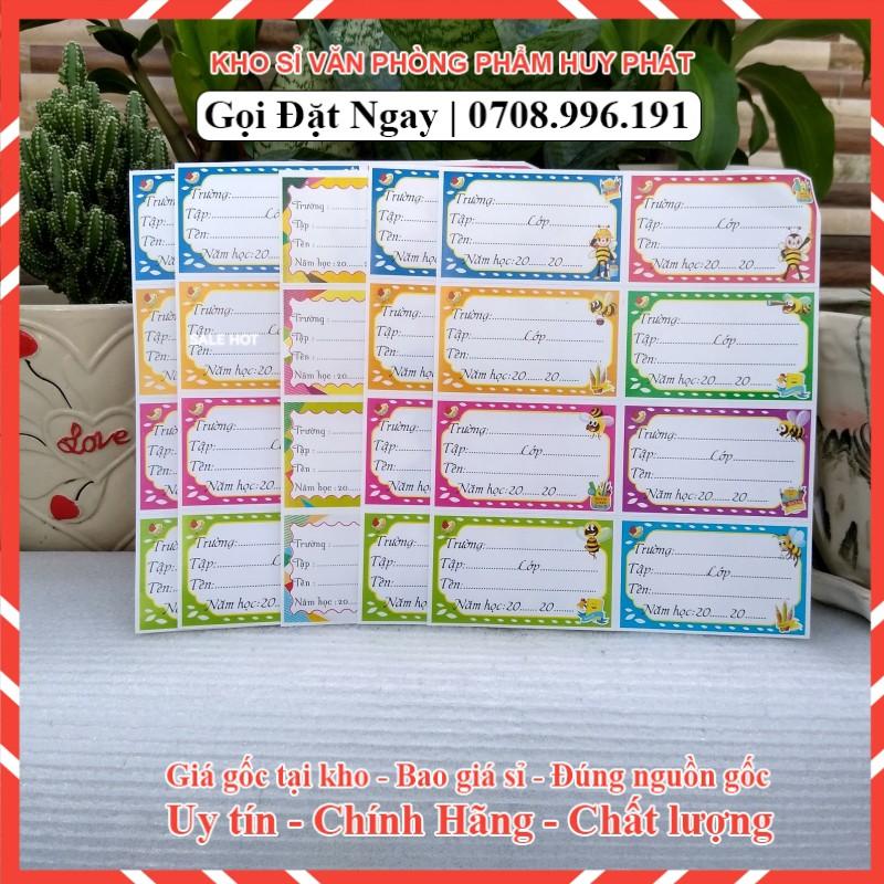 Nhãn vở học sinh 1 xấp ( 40 ô nhãn)