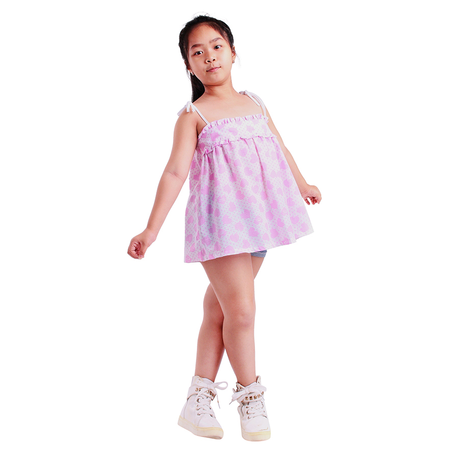Áo Kiểu Bé Gái 2 Dây Họa Tiết Trái Tim Ugether UKID62 - Họa Tiết