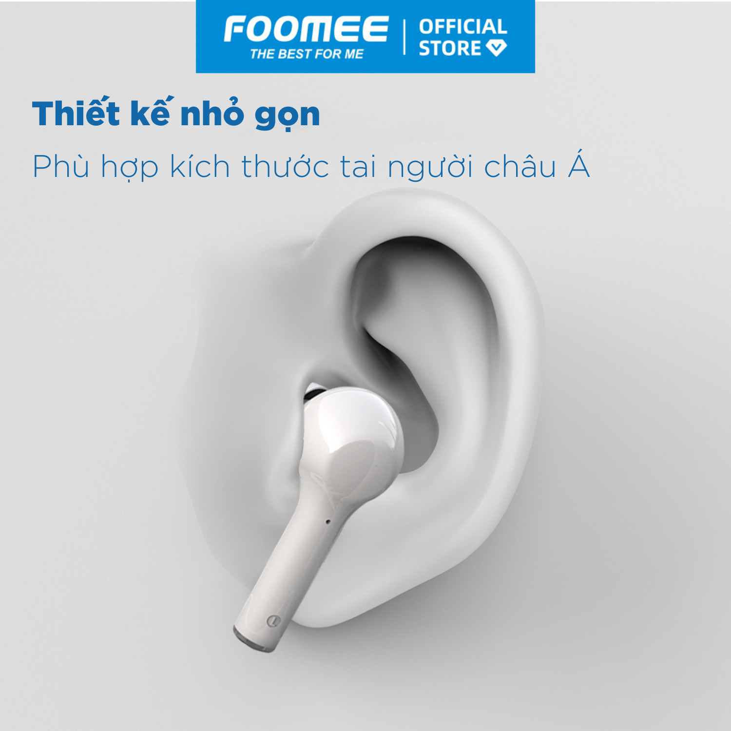 Tai Nghe Bluetooth Nhét Tai Không Dây Chống Ồn TWS FOOMEE PA56 Chất Lượng Âm Thanh Trung Thực - Màu Trắng - Hàng Chính Hãng