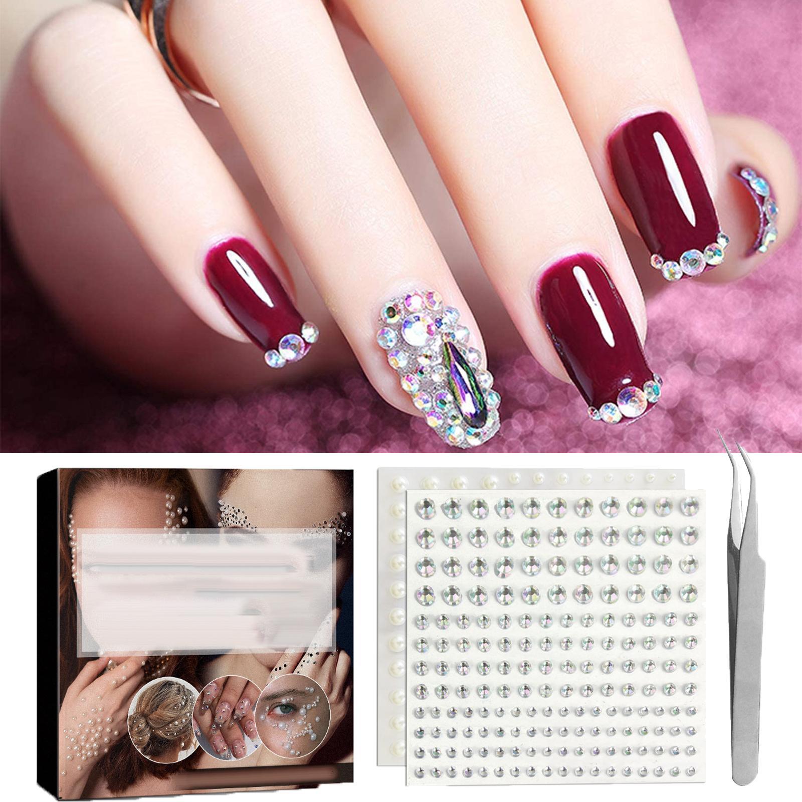 2x Clear Rhinestones Stickers Assorted Size Flash for Face