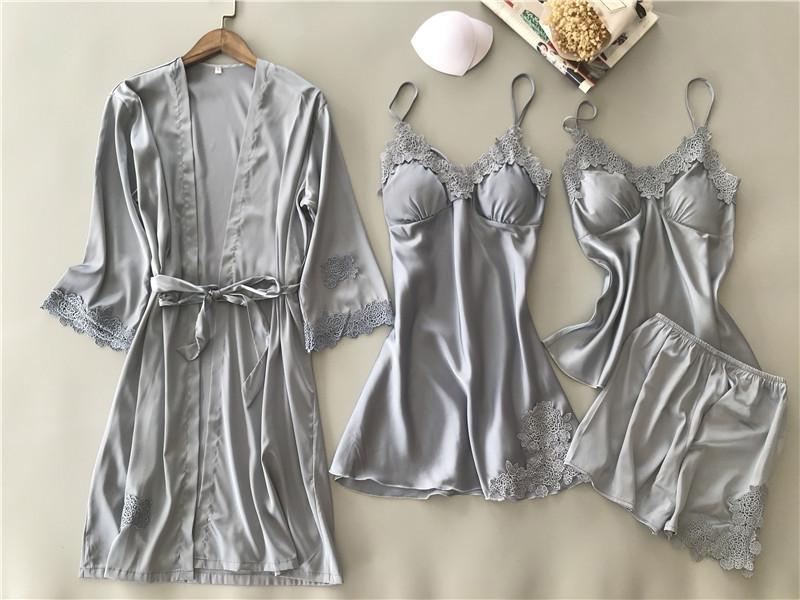 Combo 3 món đồ ngủ nữ áo choàng + váy ngủ + bộ quần áo ngủ
