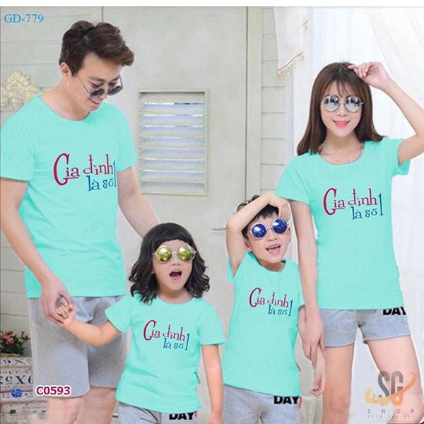 Áo gia đình là số 1 - Thun cotton co giãn - Đủ size - Màu thiên thanh | SGSHOP