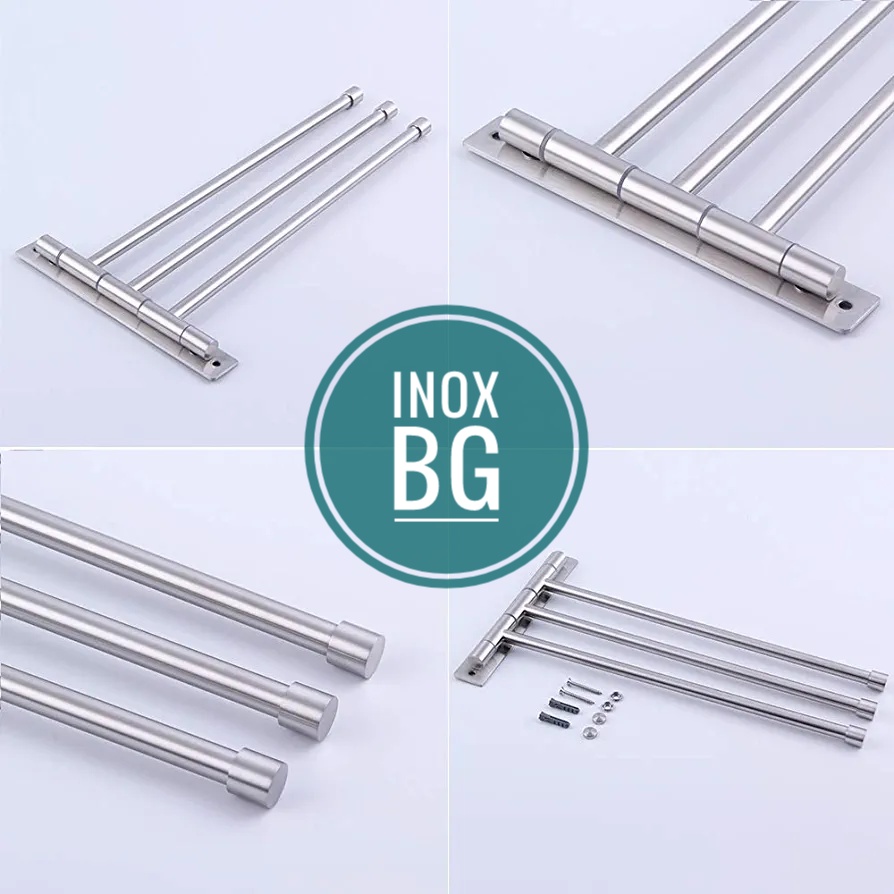 Thanh vắt khăn 3 chạc xoay 180 độ bằng inox 304