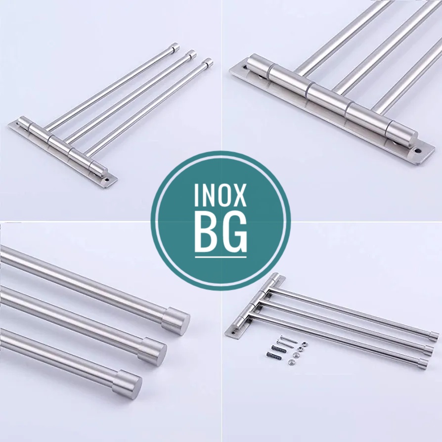 [INOX 304] Thanh vắt khăn 3 chạc xoay 180 độ bằng inox 304