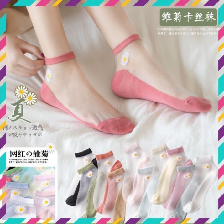 Tất Nữ ️️ Vớ Nữ ️ Cổ Ngắn Hoa Cúc Dễ Thương