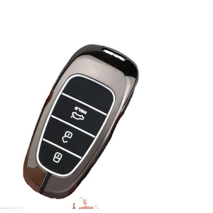 Ốp Chìa Khóa Hyundai Santafe Tucson 2022 2023 Hợp Kim Cao Cấp