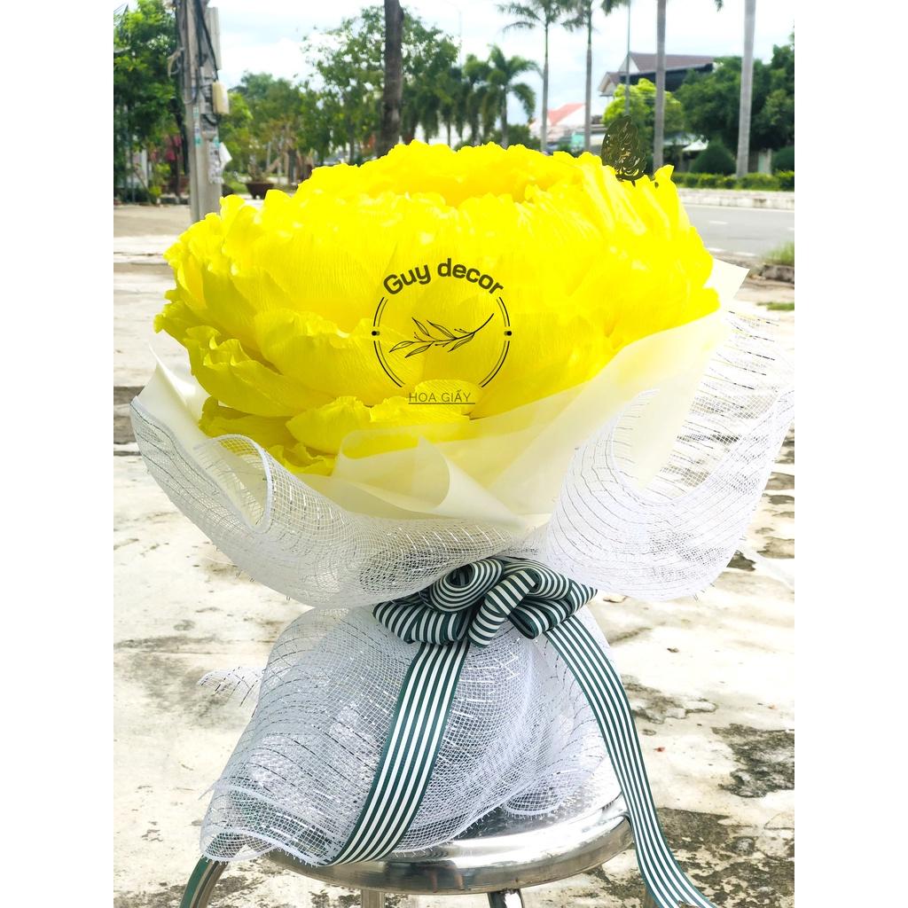 Bó hoa giả giấy nhún handmade, bó hoa giấy nhún ý size 30cm