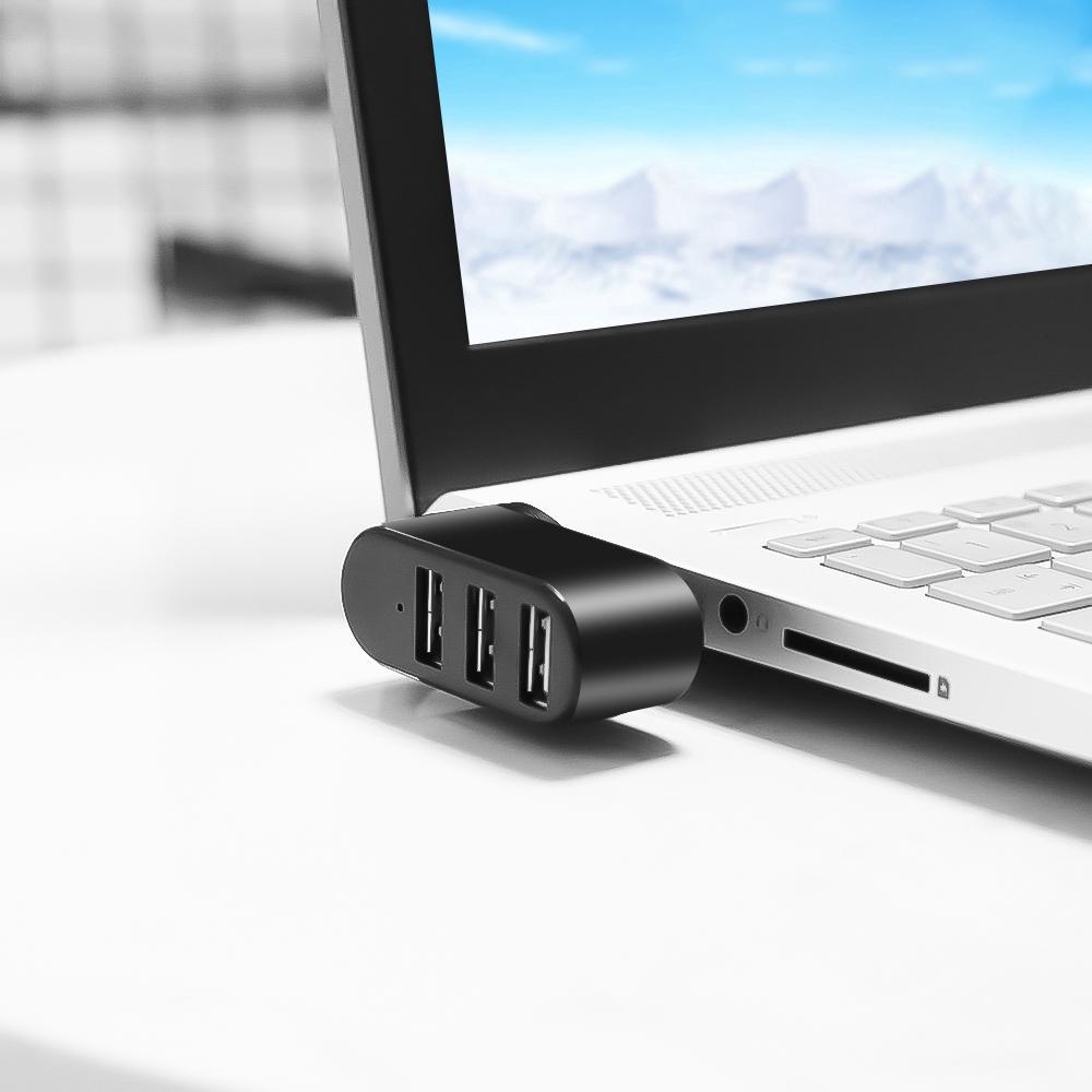 Đầu hub chia 3 cổng USB 2.0 mini tiện dụng cho laptop