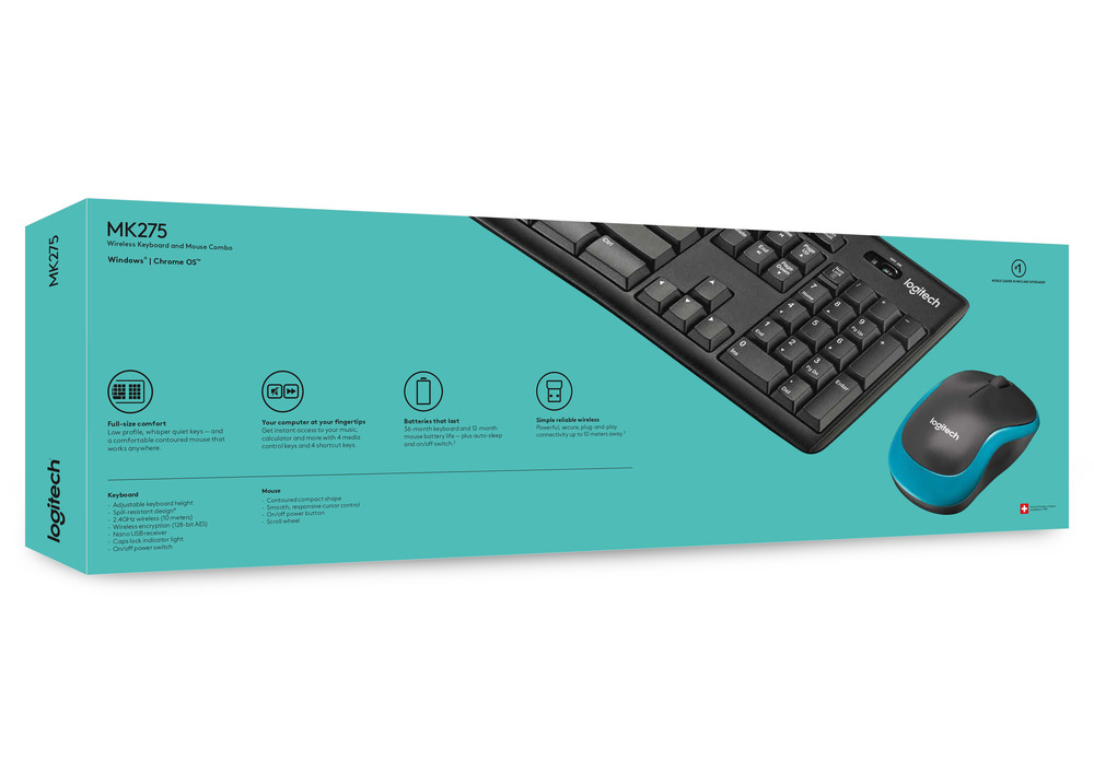 Combo chuột phím không dây Logitech MK275 - Hàng chính hãng