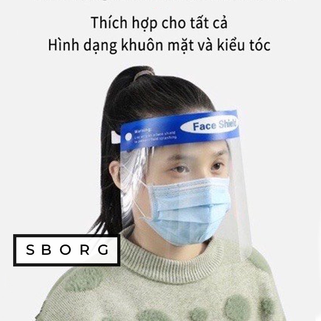 Kính chắn giọt bắn Face Shield tấm chắn bảo hộ phòng dịch y tế kháng khuẩn có đệm mút xốp bảo vệ 3 chiều an toàn dễ sử dụng dành cho mọi lứa tuổi và gia đình