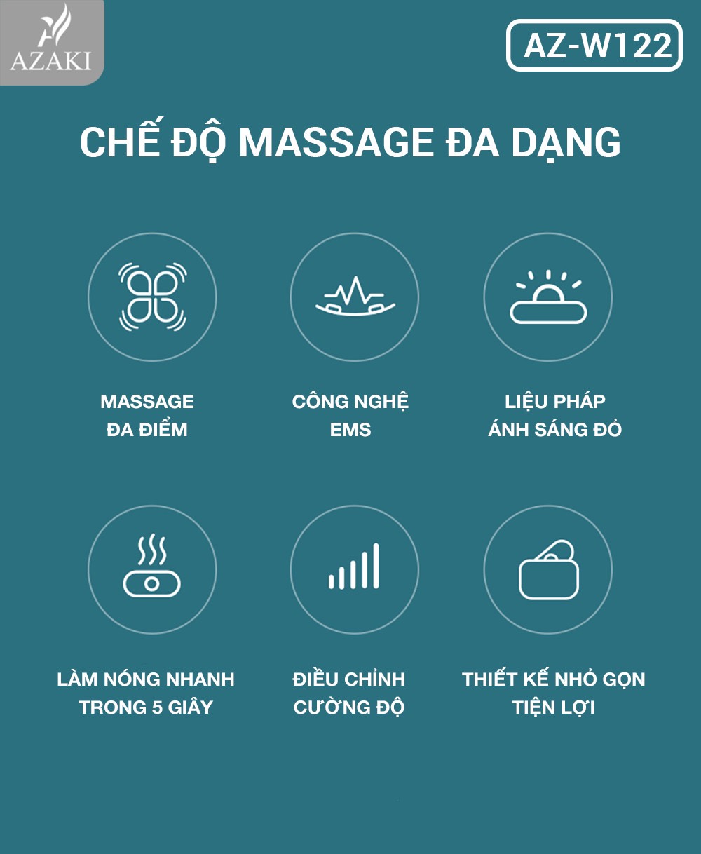 Máy Massage Lưng &amp; Bụng Azaki W122