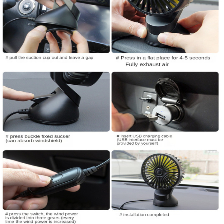 Quạt máy đơn mini dùng cho gắn taplo và kính xe ô tô, bàn làm việc F403