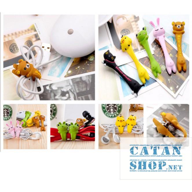 Bộ 2 Dây quấn thu gọn tai nghe,cáp sạc dễ thương, dây cột dây điện silicone siêu cute GD321-CotDDCute