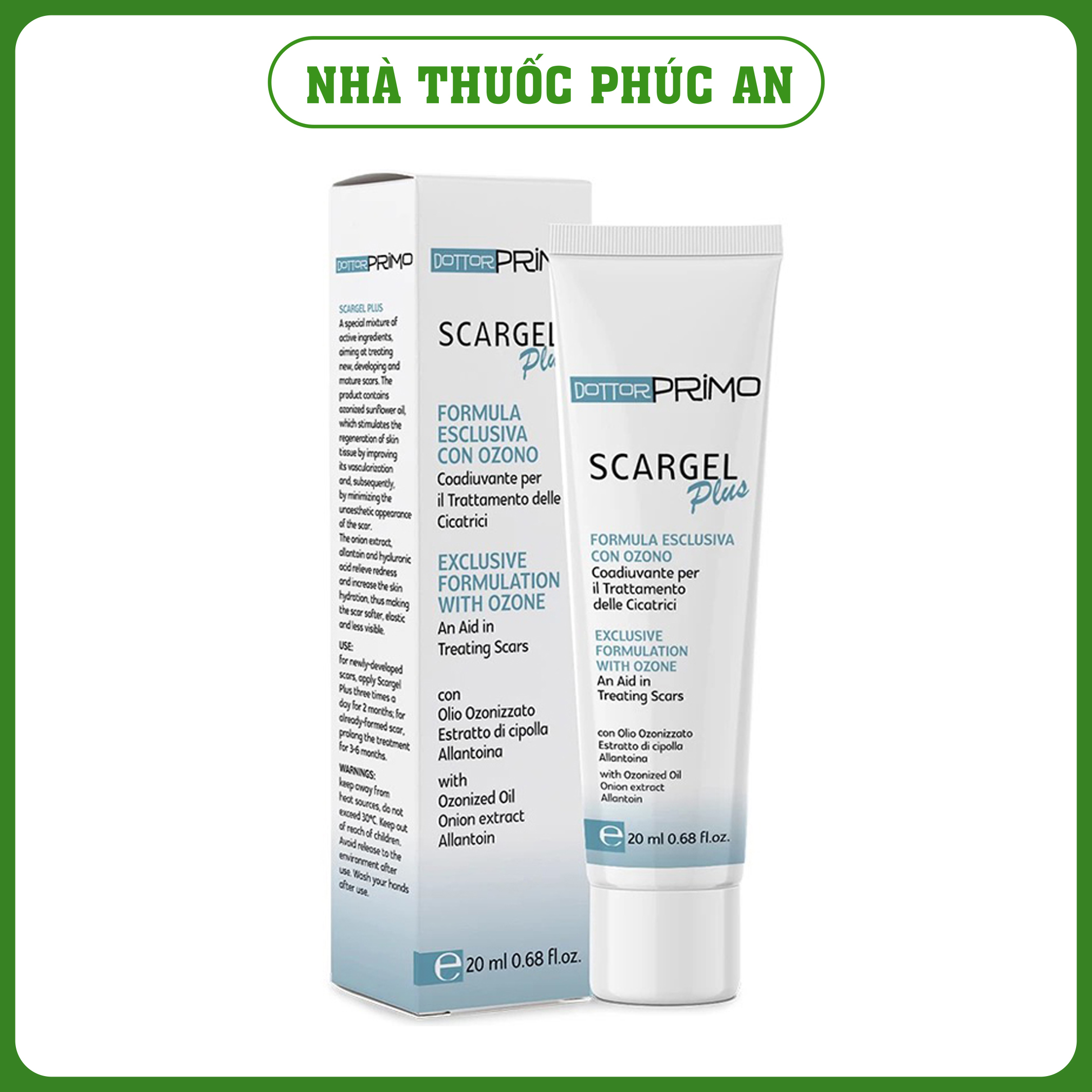 Kem làm mờ sẹo DottorPrimo Scargel Plus tuýp 10 - 20ml - kem mờ sẹo dùng được cho vết thương còn ướt