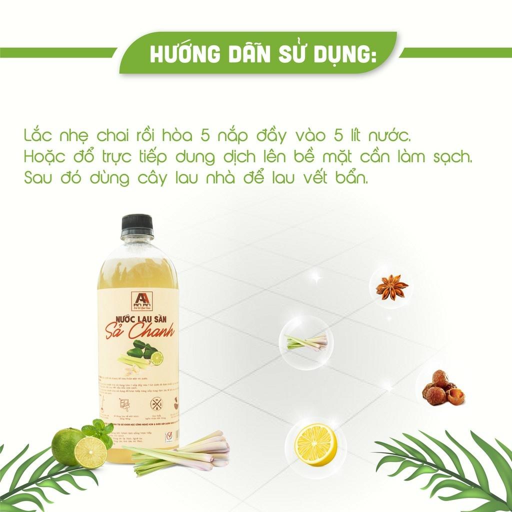 Nước Lau Sàn Sả Chanh, khử mùi đuổi muỗi và côn trùng, Nước lau sàn Hữu cơ Bồ hòn AN AN 1000ml