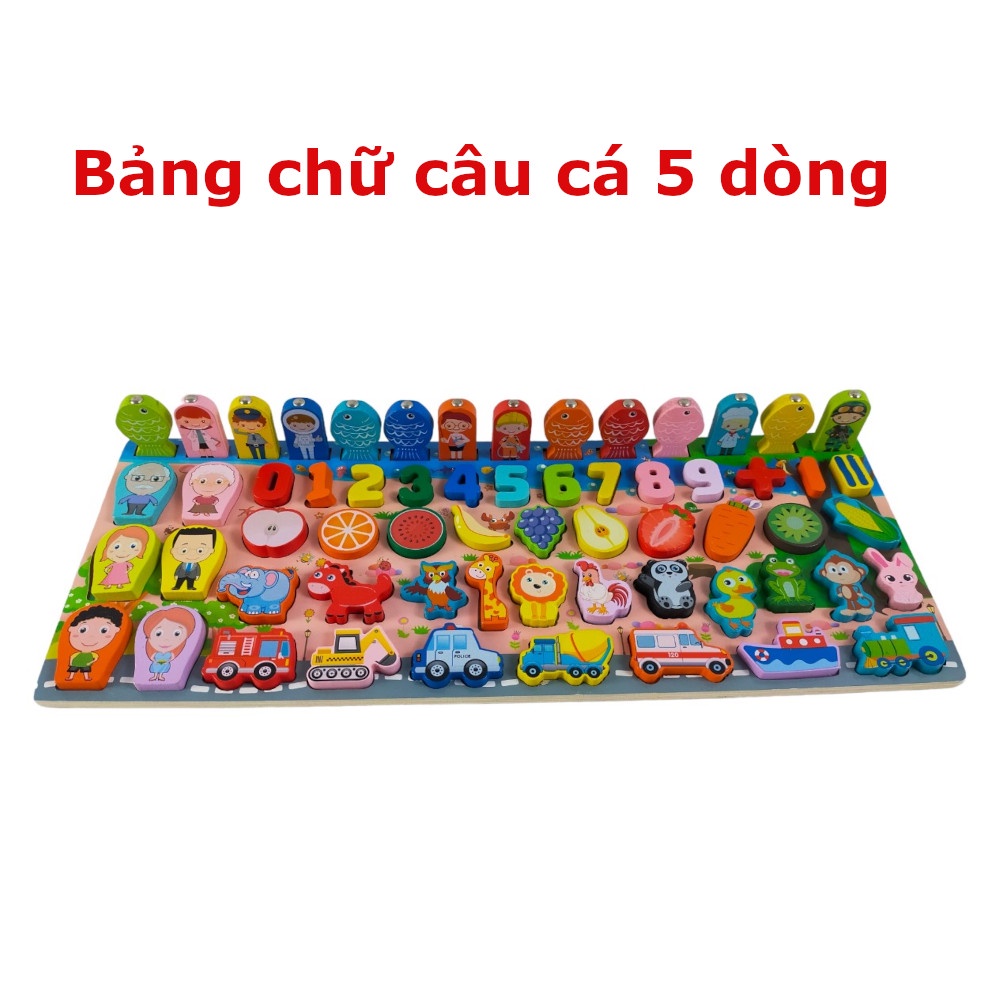 Đồ chơi bảng câu cá gỗ học chữ số thông minh 8 trong 1 cho bé