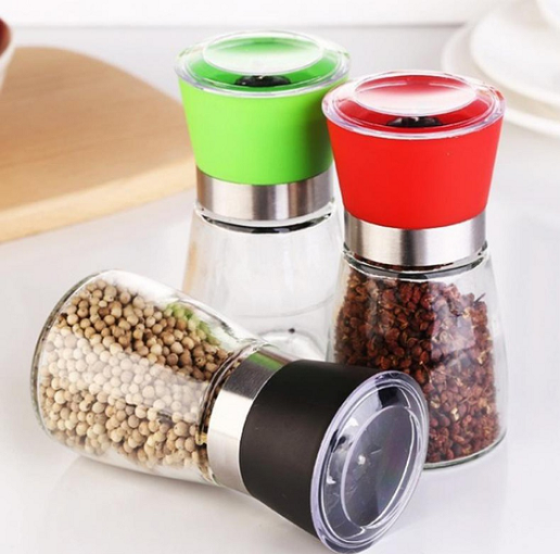 DỤNG CỤ XAY TIÊU CẦM TAY 2IN1, LỌ THỦY TINH Lọ xay tiêu cầm tay nhỏ gọn tiện dụng.