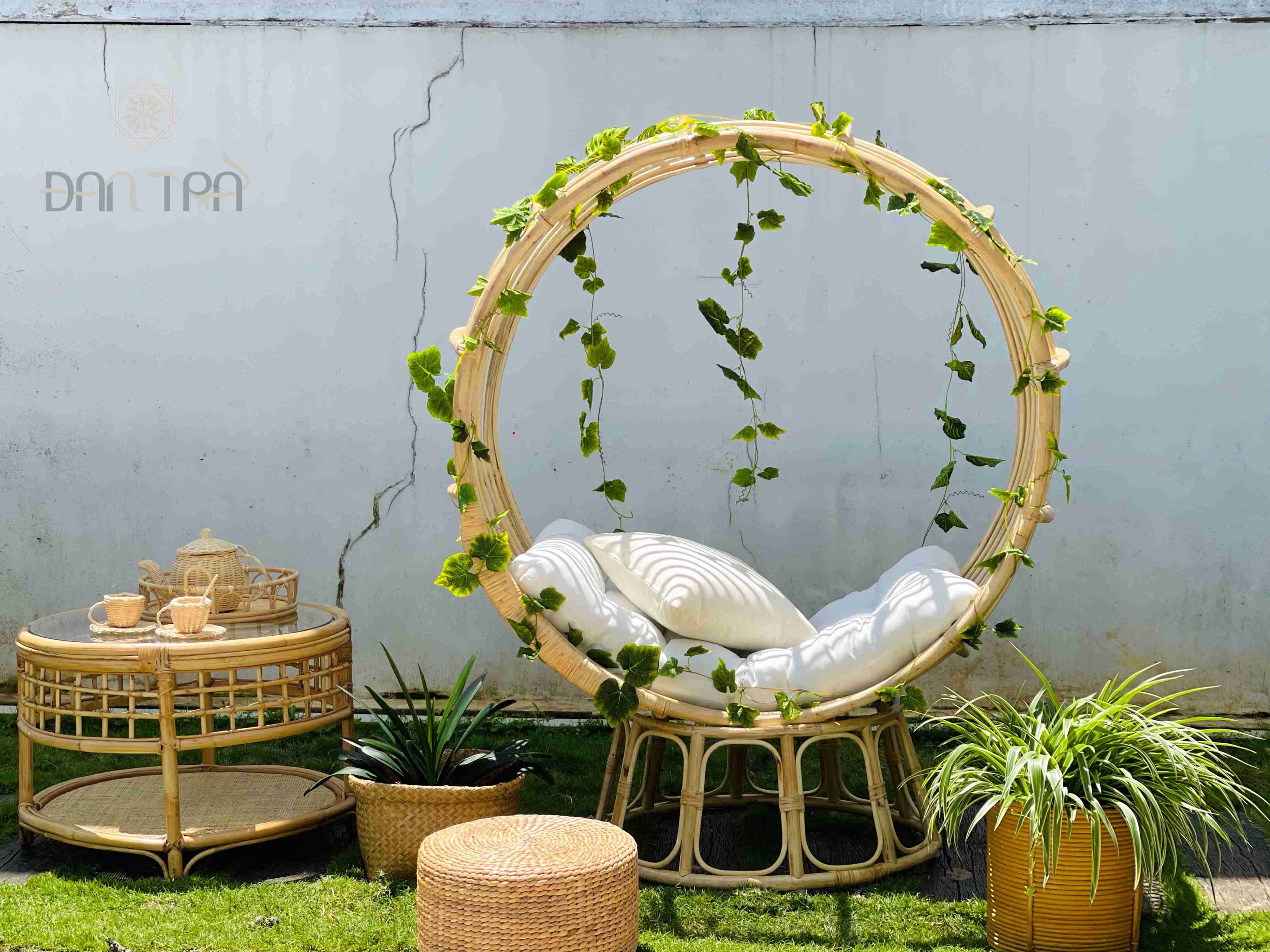 Xích Đu Mây Tròn ĐAN TRÀ, Xích Đu Mây Tự Nhiên, Ghế Treo Mây Decor Phòng, Nội Thất Decor Mây Tre ĐAN TRÀ