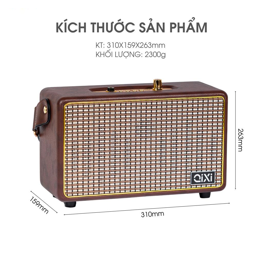 Loa bluetooth QIXI SK-2025 - Loa nghe nhạc bọc da thiết kế cổ điển sang trọng - Hệ thống loa 2.1 công suất 20W âm thanh trầm ấm - Tích hợp cổng micro 6.5mm - Đầy đủ các cổng kết nối Bluetooth, AUX, USB, TF card - Dung lượng pin cao - Hàng nhập khẩu