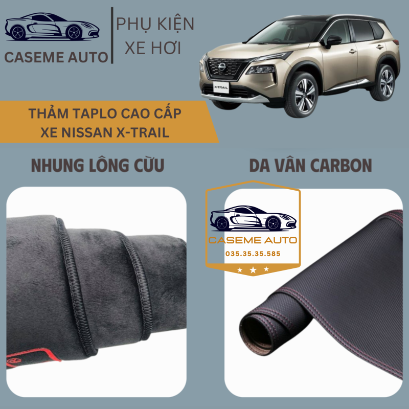 [NISSAN X-TRAIL] Thảm Taplo 3 Lớp Dành Cho Xe NISSAN X-TRAIL, Nhung Lông Cừu Và Da Vân Carbon Cao Cấp - Hàng Chính Hãng