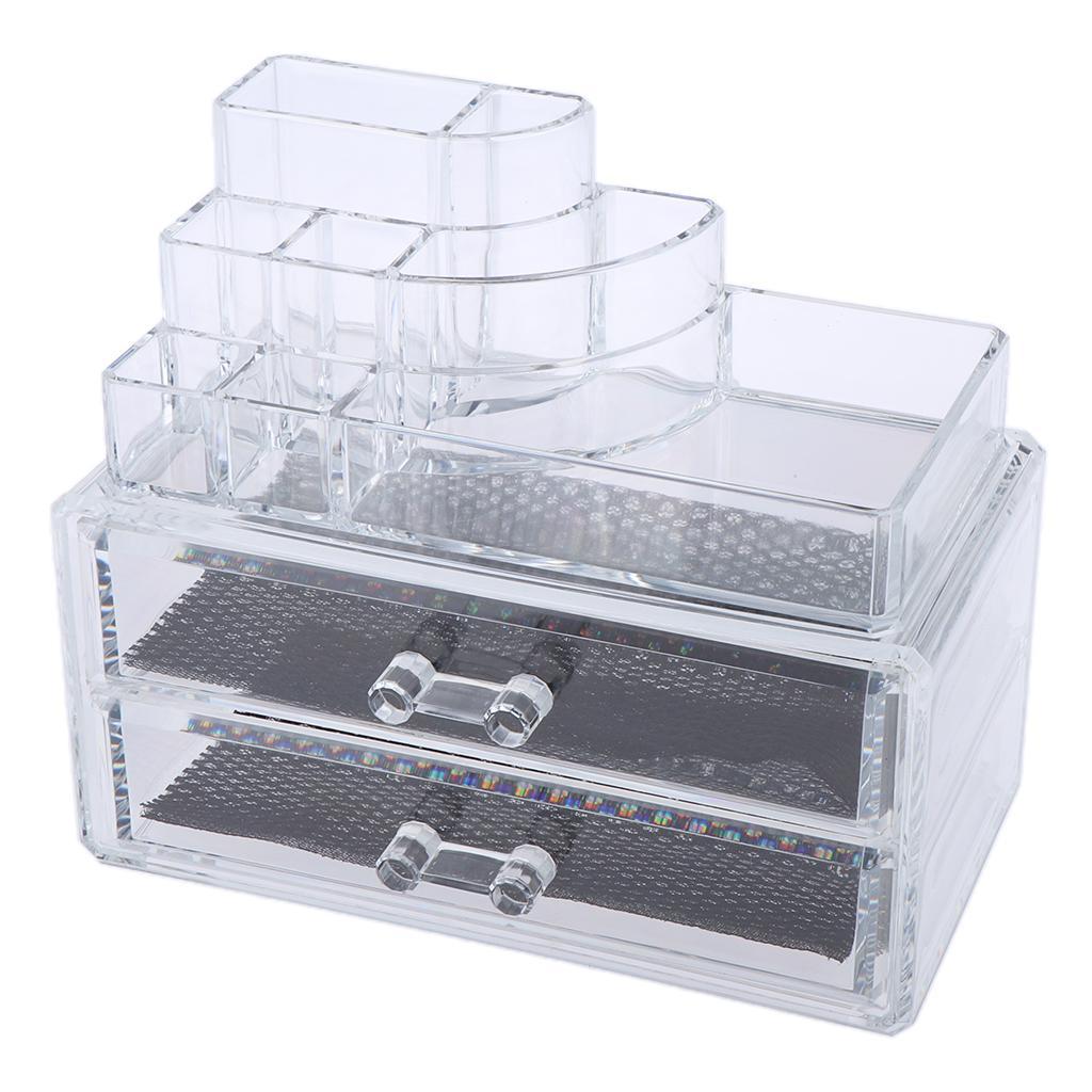 Acrylic Cosmetic Luxury Jewelry Lipstick Case Makeup Organizer with 2 Drawer