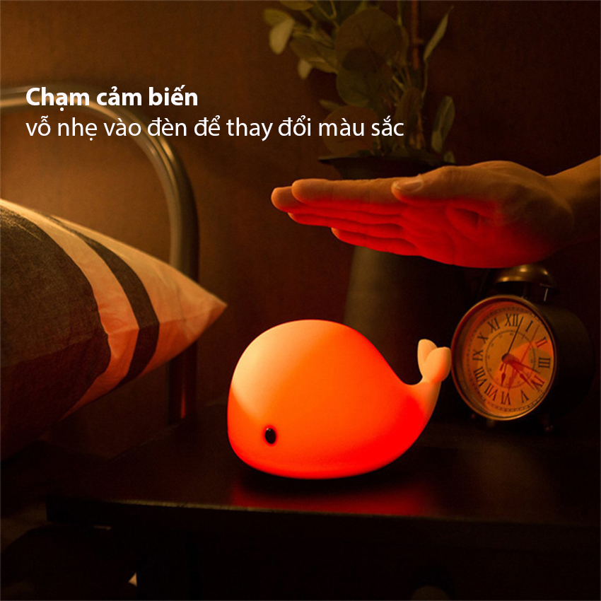 Đèn ngủ silicone led cảm ứng đổi màu hình Cá Heo Dolphin cực xinh Venado