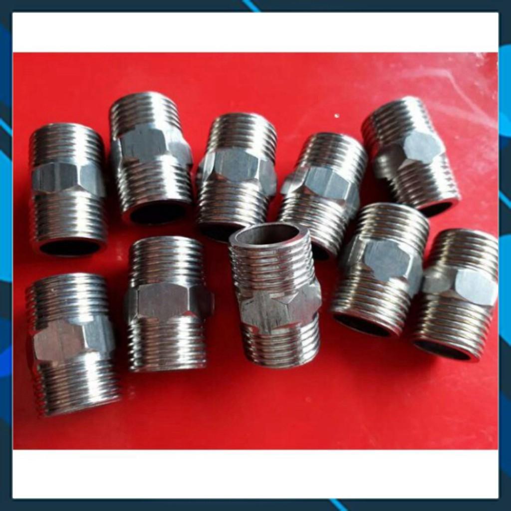 Nối 2 đầu ren ngoài phi 21 inox.