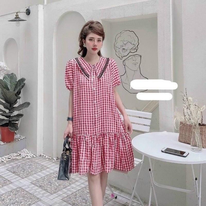 Váy bầu thiết kế️đầm bầu mặc đi làm đi chơi đều được️chất kẻ hàn siêu mát️free size (43-68kg