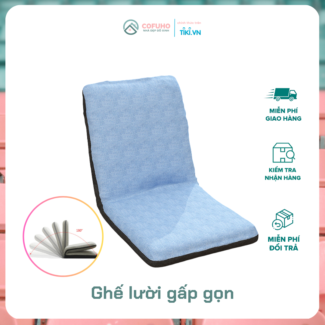 Ghế Lười Tatami Dựa Lưng Ngồi Bệt Xếp Gọn PH23103, Ghế Lười Gấp Gọn Nhiều Cấp Độ Phong Cách Nhật Bản Đỡ Lưng Êm Ái