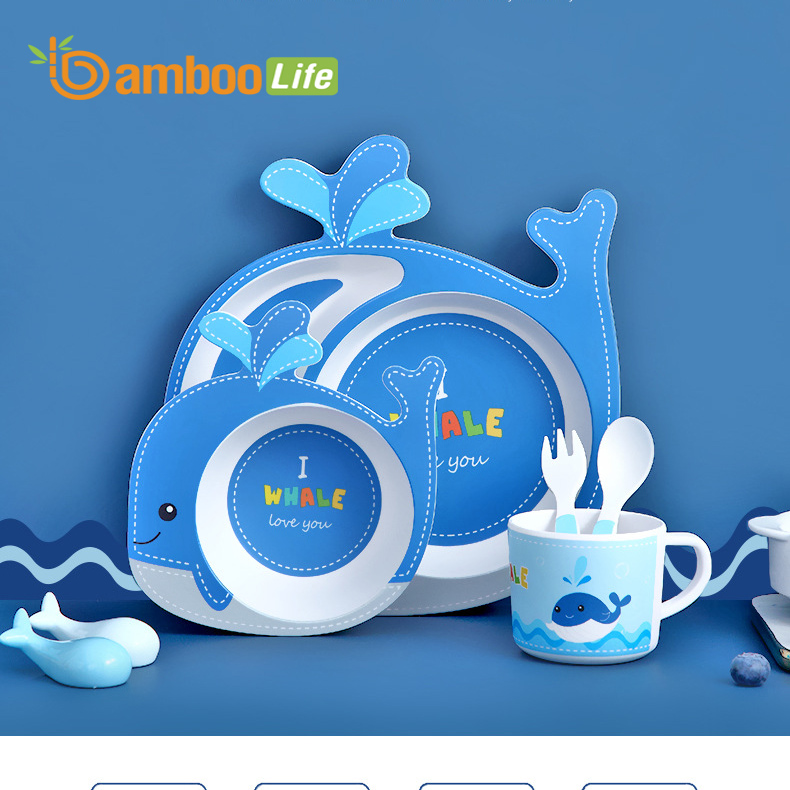 Bộ khay ăn dặm cho bé từ sợi tre Bamboo Life hàng chính hãng Bộ chén bát ăn dặm Đồ dùng ăn dặm cho bé BL035