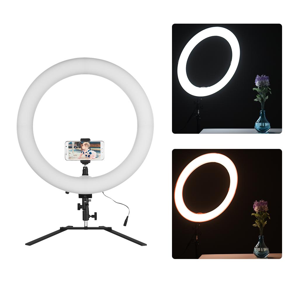 18inch LED Ring Light 5600K 60W Dimmable Camera Photo Video Lighting Kit with Tabletop Stand/ Phone Clamp/ Ball Head for