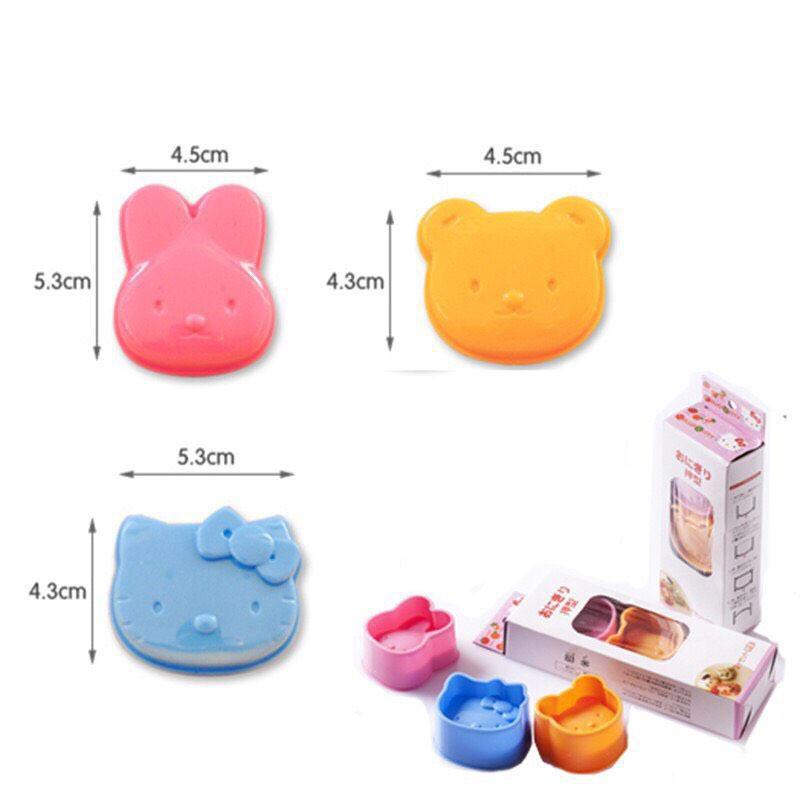 Set 3 khuôn cơm hình thú cho bé hình ngộ nghĩnh. Set khuôn cơm cho bé.