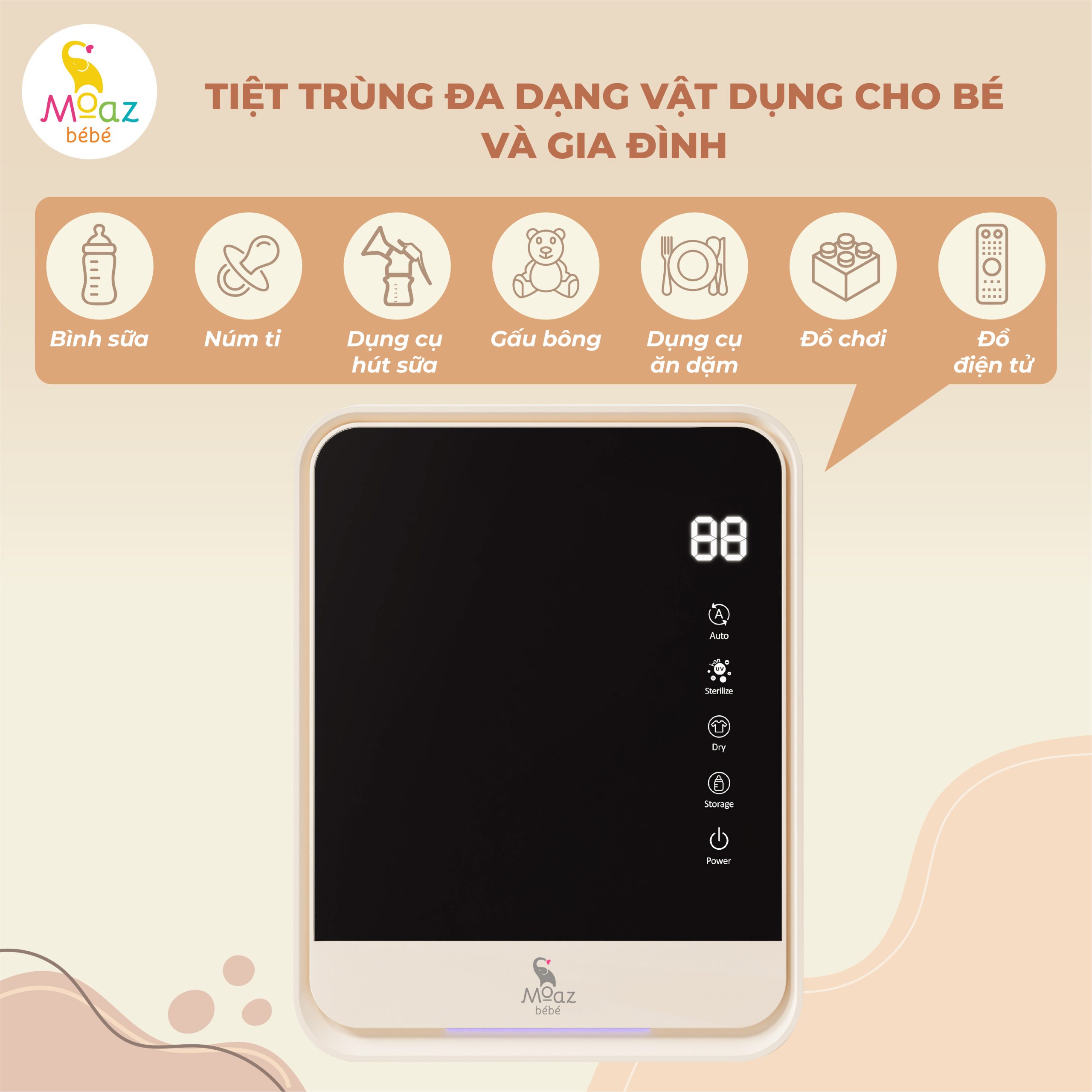 Máy tiệt trùng UV - C công nghệ ION Moazbebe MB082