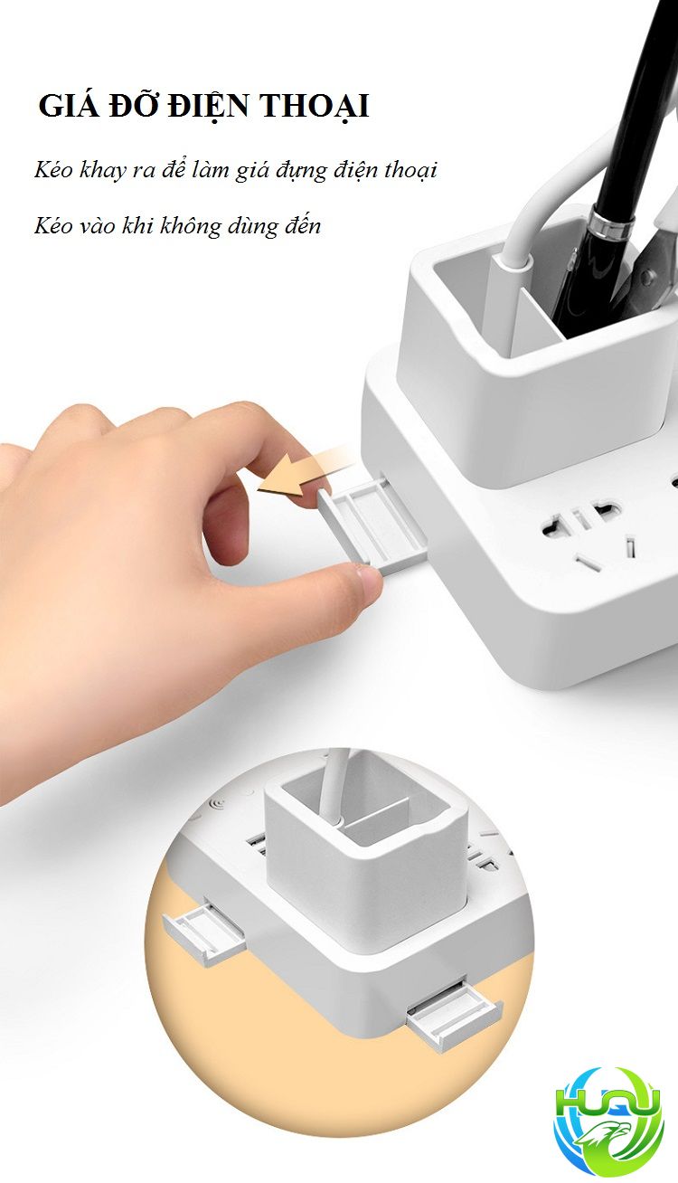 Đèn Bàn Điều Khiển Từ Xa Huqu Tích Hợp Hộp Đựng Bút ,Ổ Cắm Điện Và Cổng Sạc USB HQ-T3 -Hàng Chính Hãng .